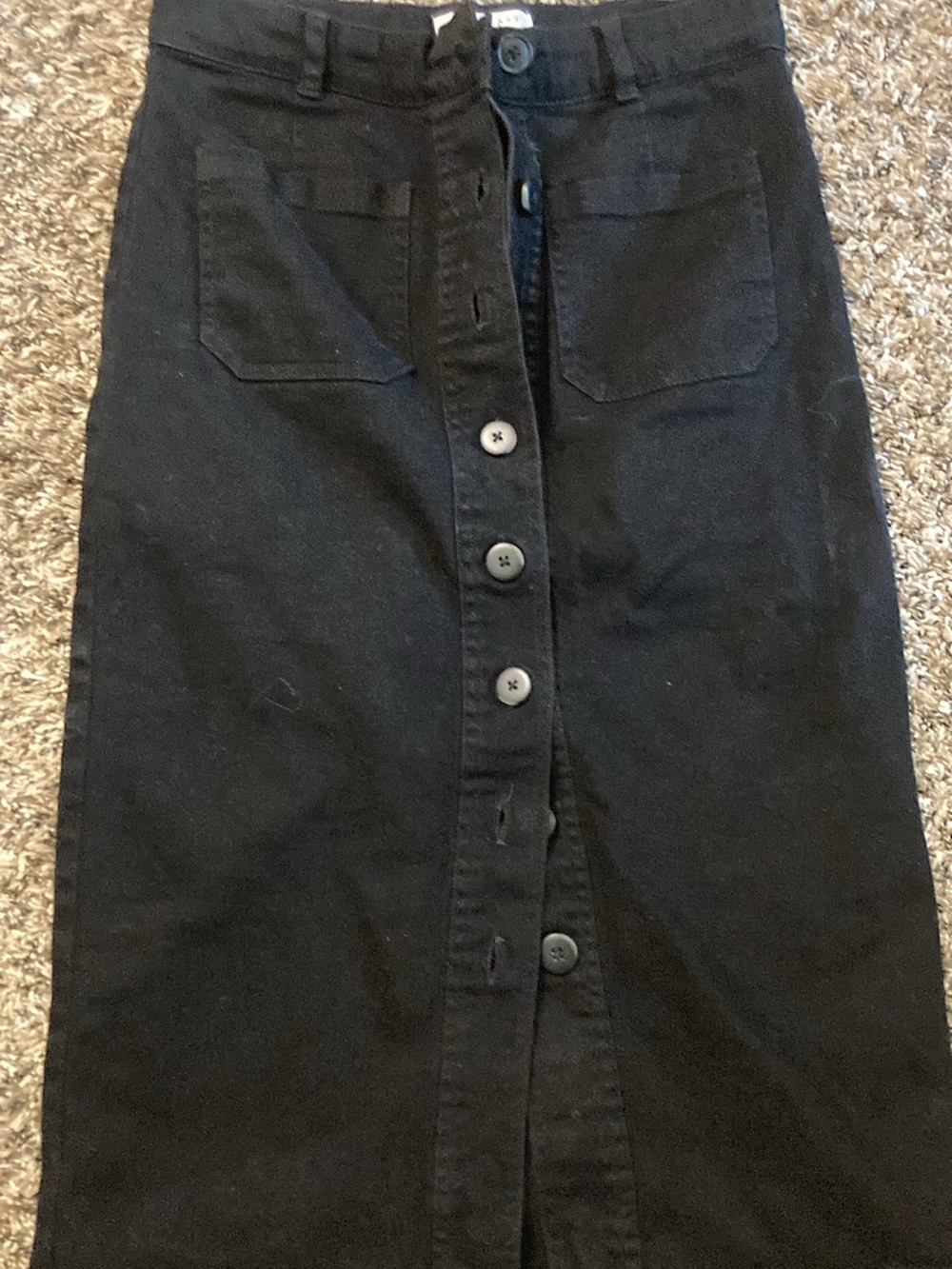 DownEast Black Button-Front Midi Skirt
